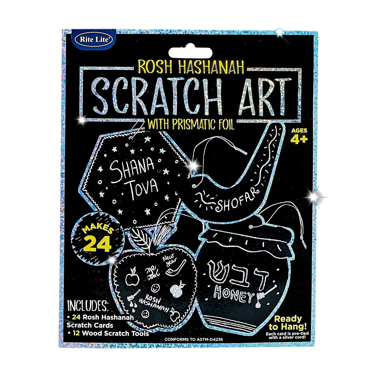 ROSH HASHANAH SCRATCH ART, PRISMATIC, MAKES 24, HEADER
