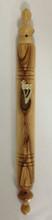 Round Olive Wood Mezuzah Case with Pointed Edges 15cm
