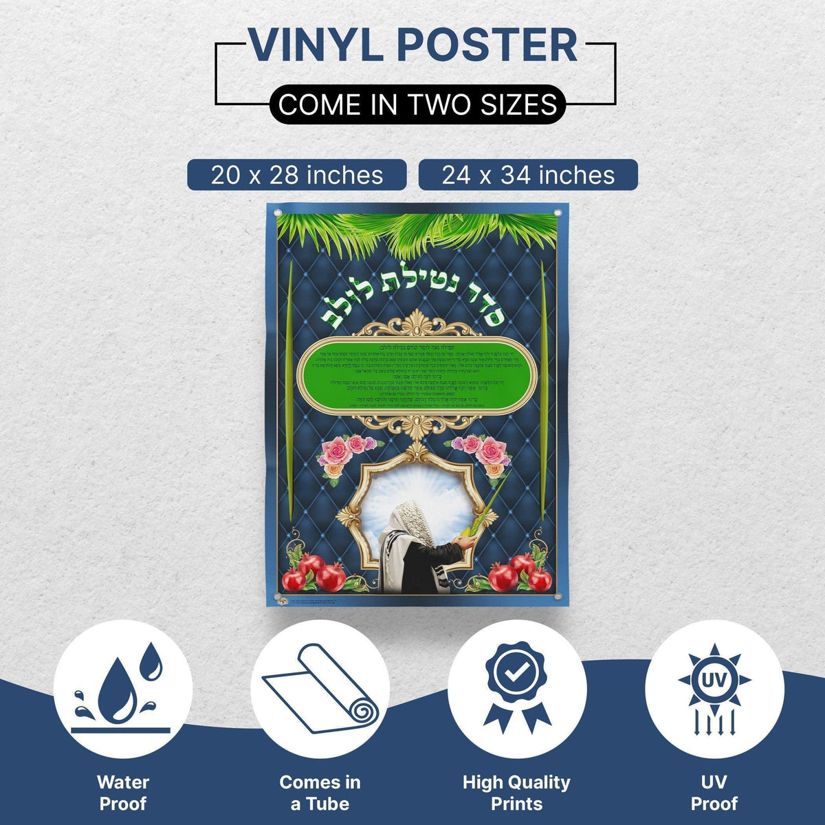 Seder Netilas Lulav Sukkah Poster | Jewish art | Gift | Israel | Religious Prints | Jewish educational poster | Sukkah decoration - Ben-Ari Art Gallery
