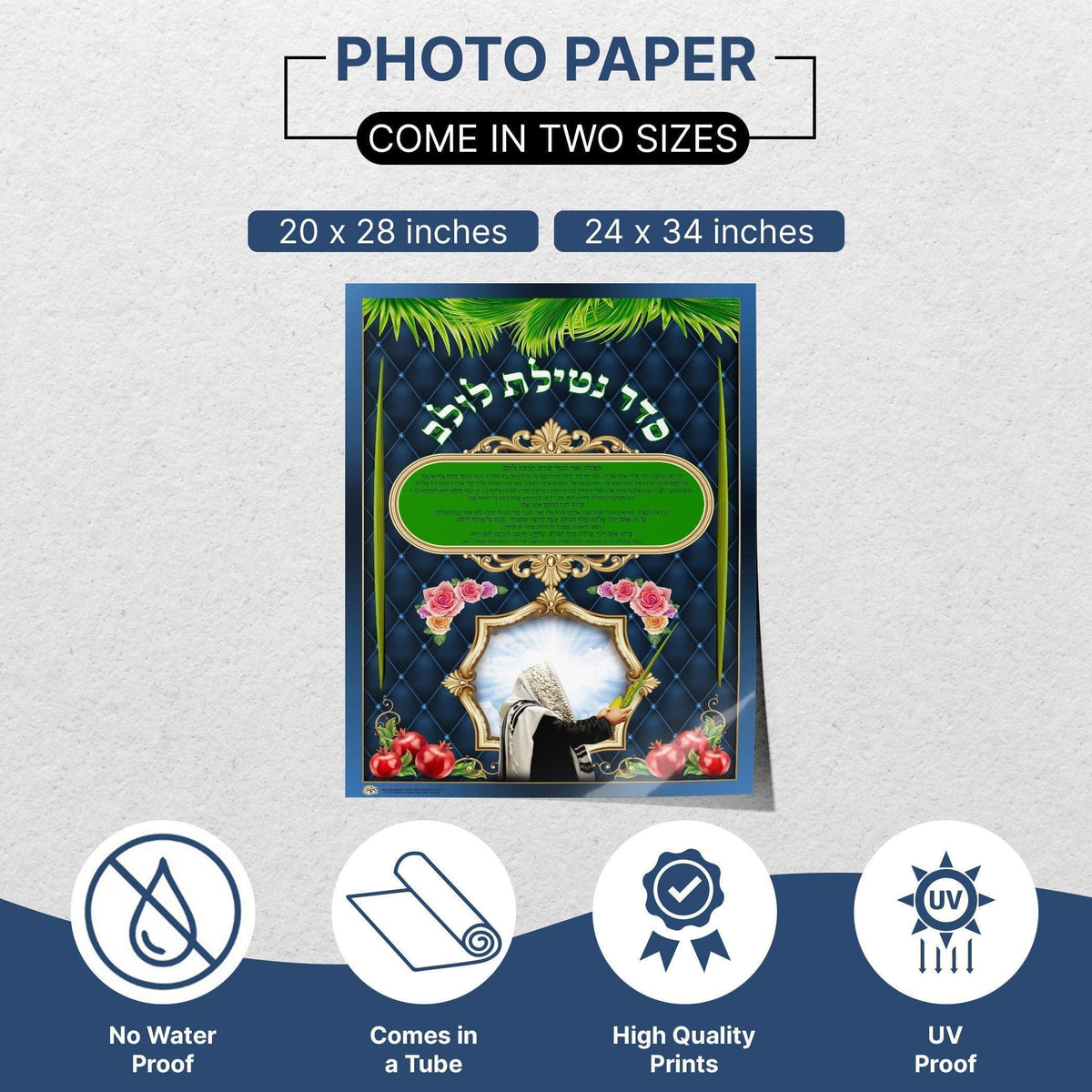 Seder Netilas Lulav Sukkah Poster | Jewish art | Gift | Israel | Religious Prints | Jewish educational poster | Sukkah decoration - Ben-Ari Art Gallery