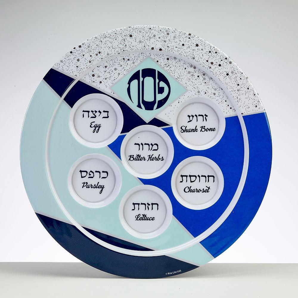 SEDER PLATE,"GEOMETRIC", MELAMINE, 12", LABEL
