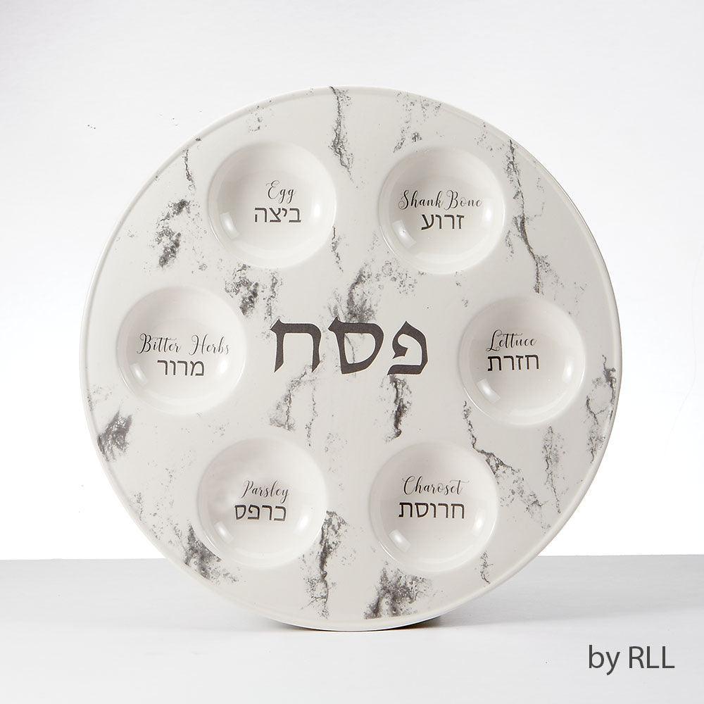 SEDER PLATE, MARBLE DESIGN, CERAMIC, 12Ã¢â‚¬Â, COLOR BOX