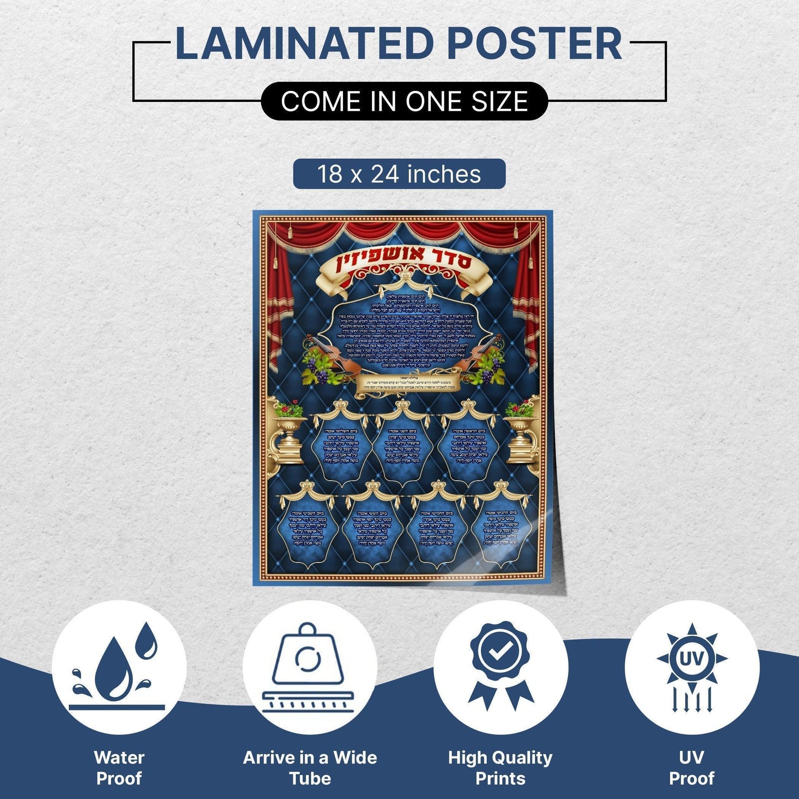 Serder Ushpizin | Jewish art | Gift | Israel | Religious Prints | Jewish educational poster | Sukkah decoration - Ben-Ari Art Gallery