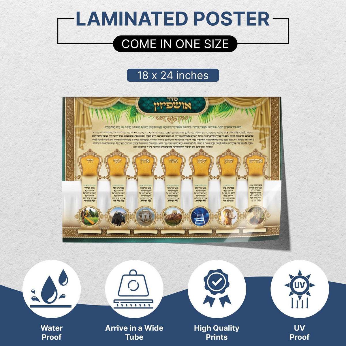 Seder Ushpizin Sukkah Decoration | Jewish art | Gift | Israel | Religious Prints | Jewish educational poster | Sukkah Poster - Ben-Ari Art Gallery