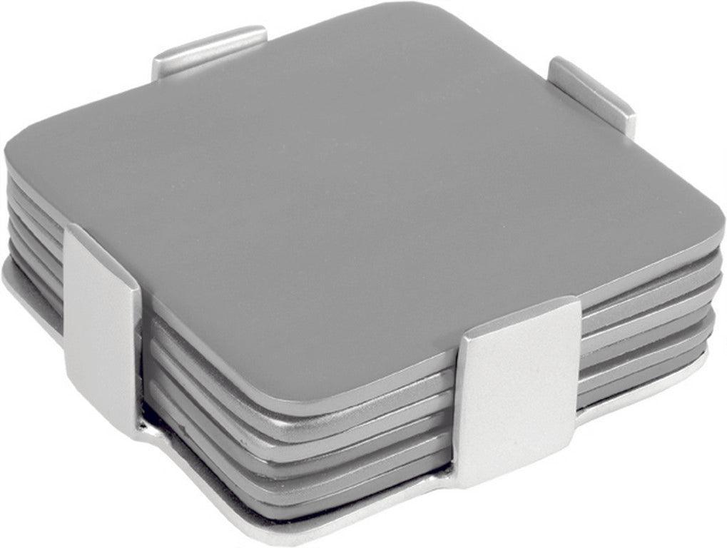 Set of 6 Aluminum Coasters Silver (EM-COM-1)