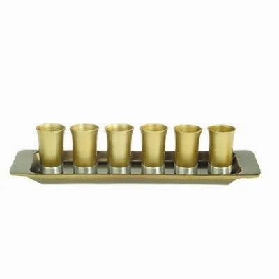 Set of 6 Anodized Aluminum Cups with Tray Gold (EM-GS6C)