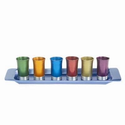 Set of 6 Anodized Aluminum Cups with Tray Multicolor (EM-GS6A)