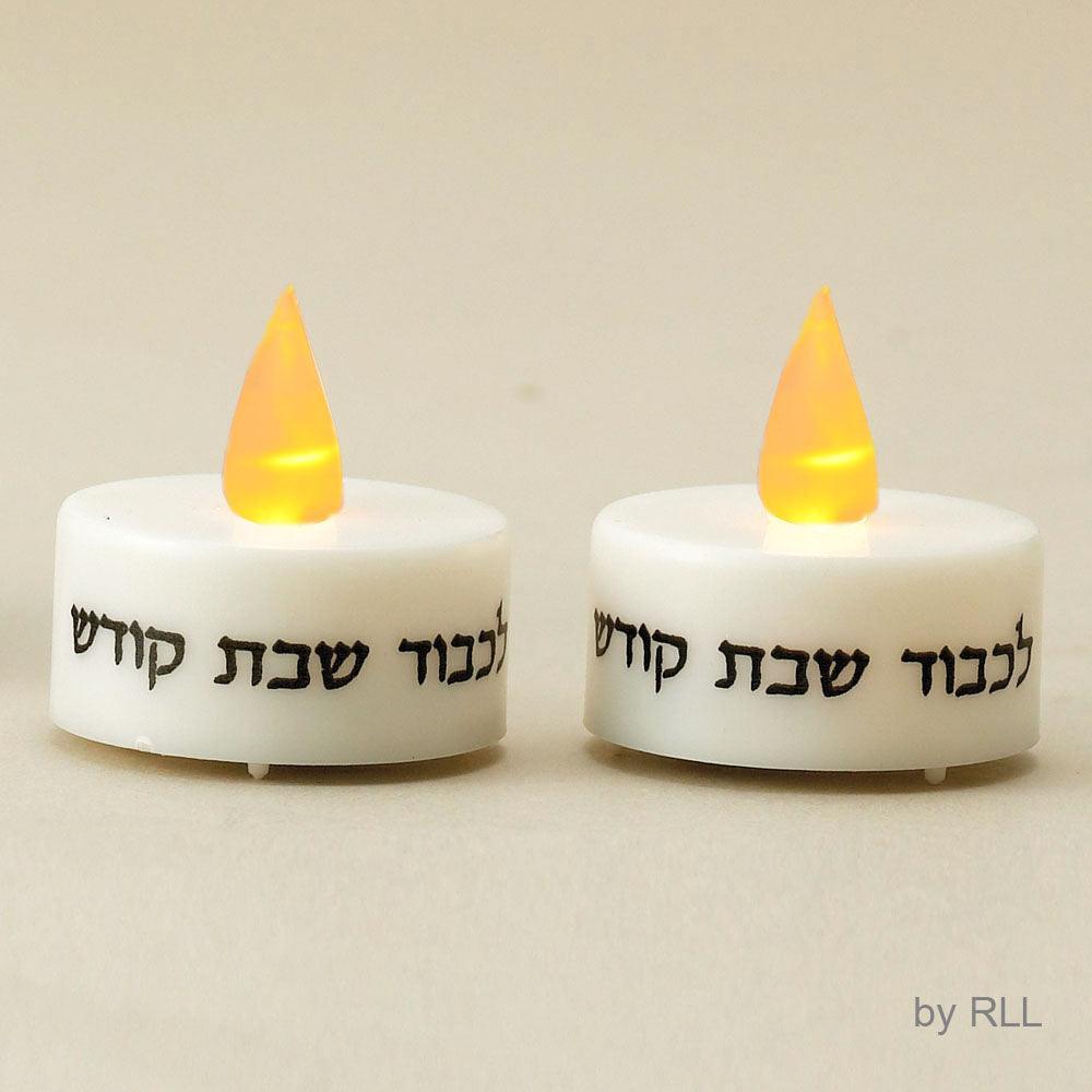 SHABBAT CANDLES, LED TEALIGHTS, PLASTIC, BATT INCL, 2/COLOR BOX