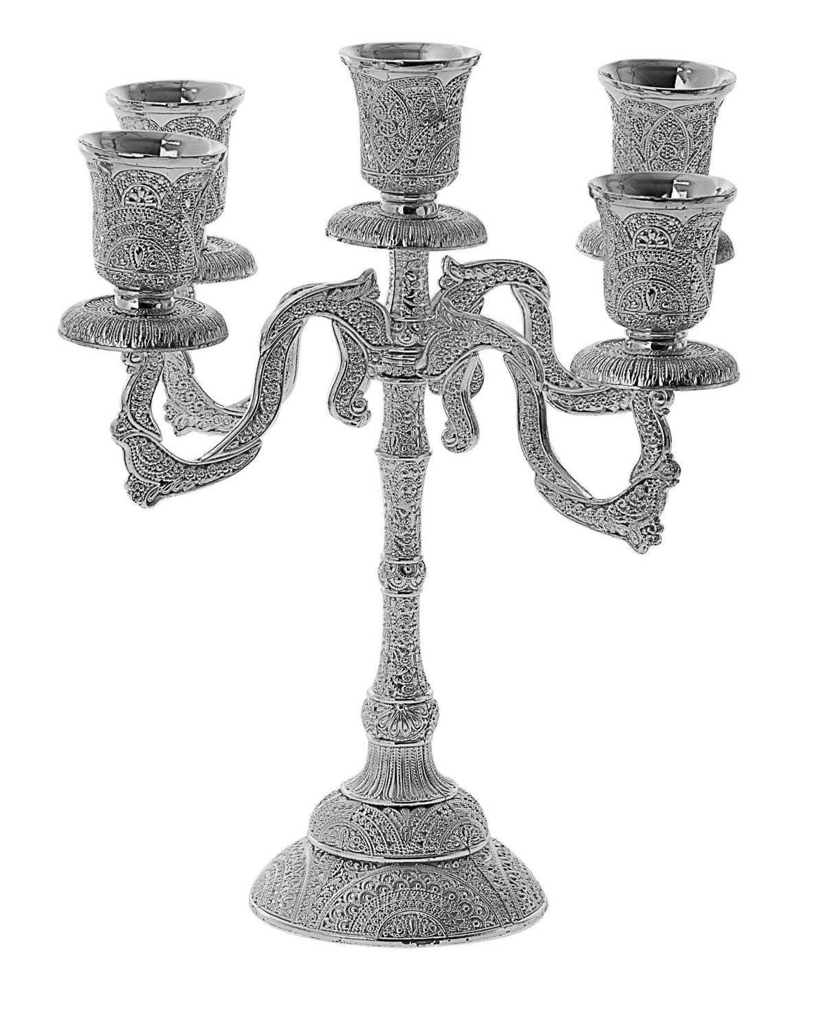 SILVER PLATED CANDELABRA 5-LITE FILEGREE