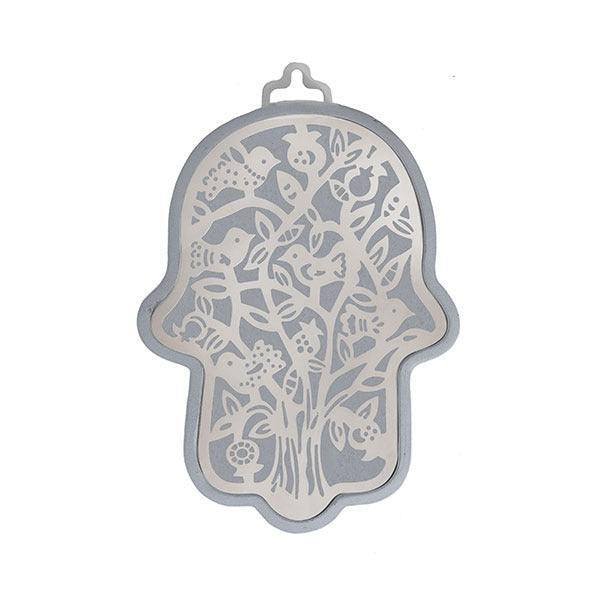 Small Anodized Aluminum Hamsa with Birds Cutout (EM-HLJ2)
