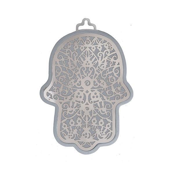Small Anodized Aluminum Hamsa with Pomegranate Cutout (EM-HLJ1)