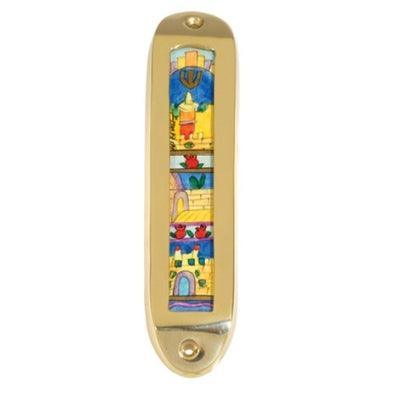 Small Brass and Wood Mezuzah (EM-MMM)