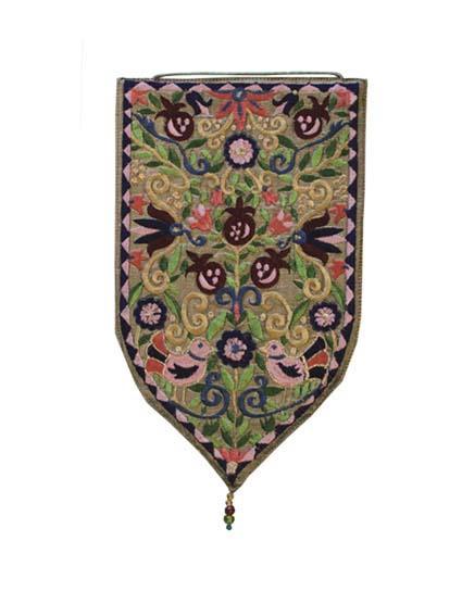 Small Gold Birds and Pomegranates Shield Tapestry
