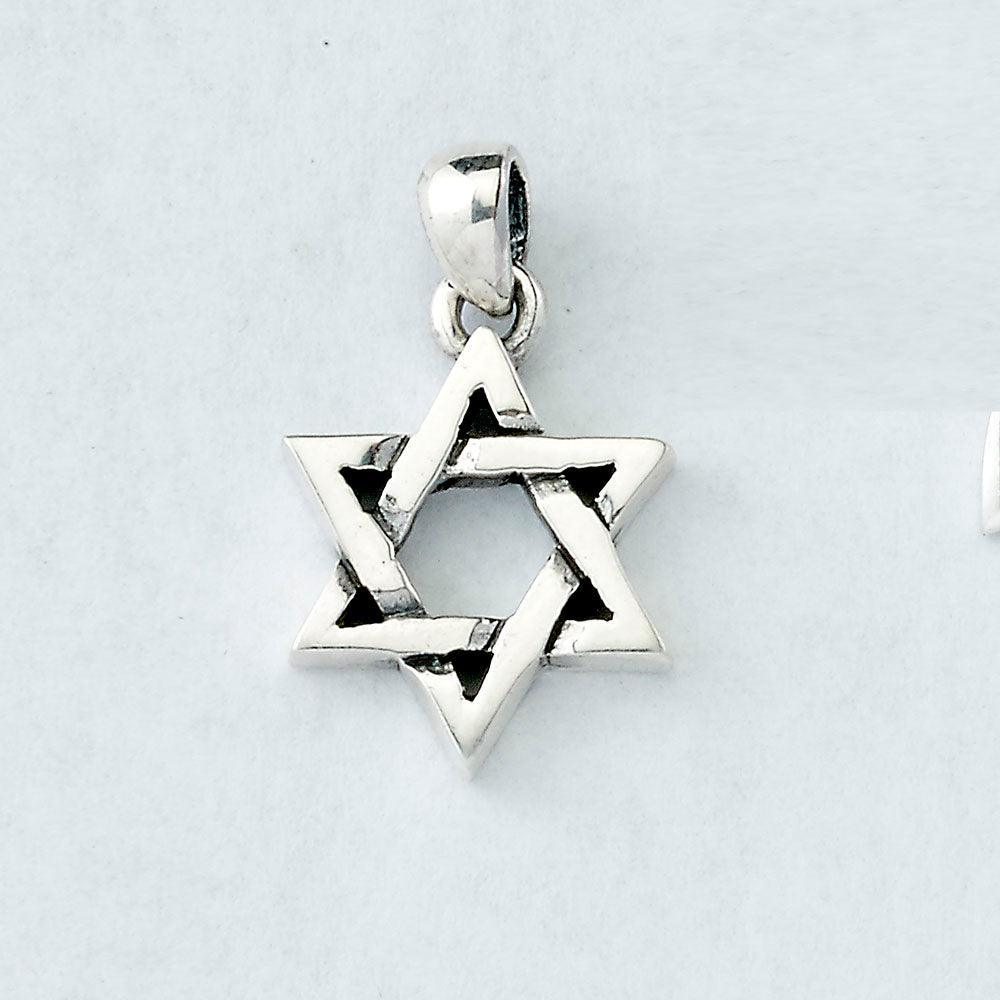 SYMMETRICAL STAR PENDANT, STERLING SILVER, 0.75", POLYBAG
