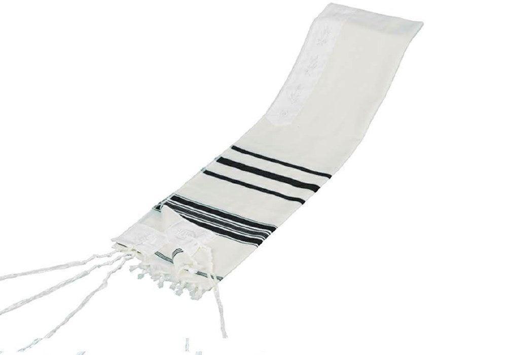 Talis Wool Size Medium Avodas Yad Thin Black on White