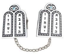 Tallit Clip-Luchot W/ Blue Gem