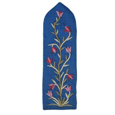Teal Flowers Embroidered Bookmark