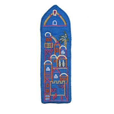 Teal Jerusalem Embroidered Bookmark
