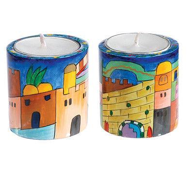 The Western Wall Round Small Candlesticks