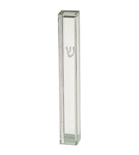 Transparent Plastic Mezuzah 12 cm - Silver