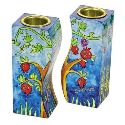 Tree and Pomegranates Fitted Candlesticks