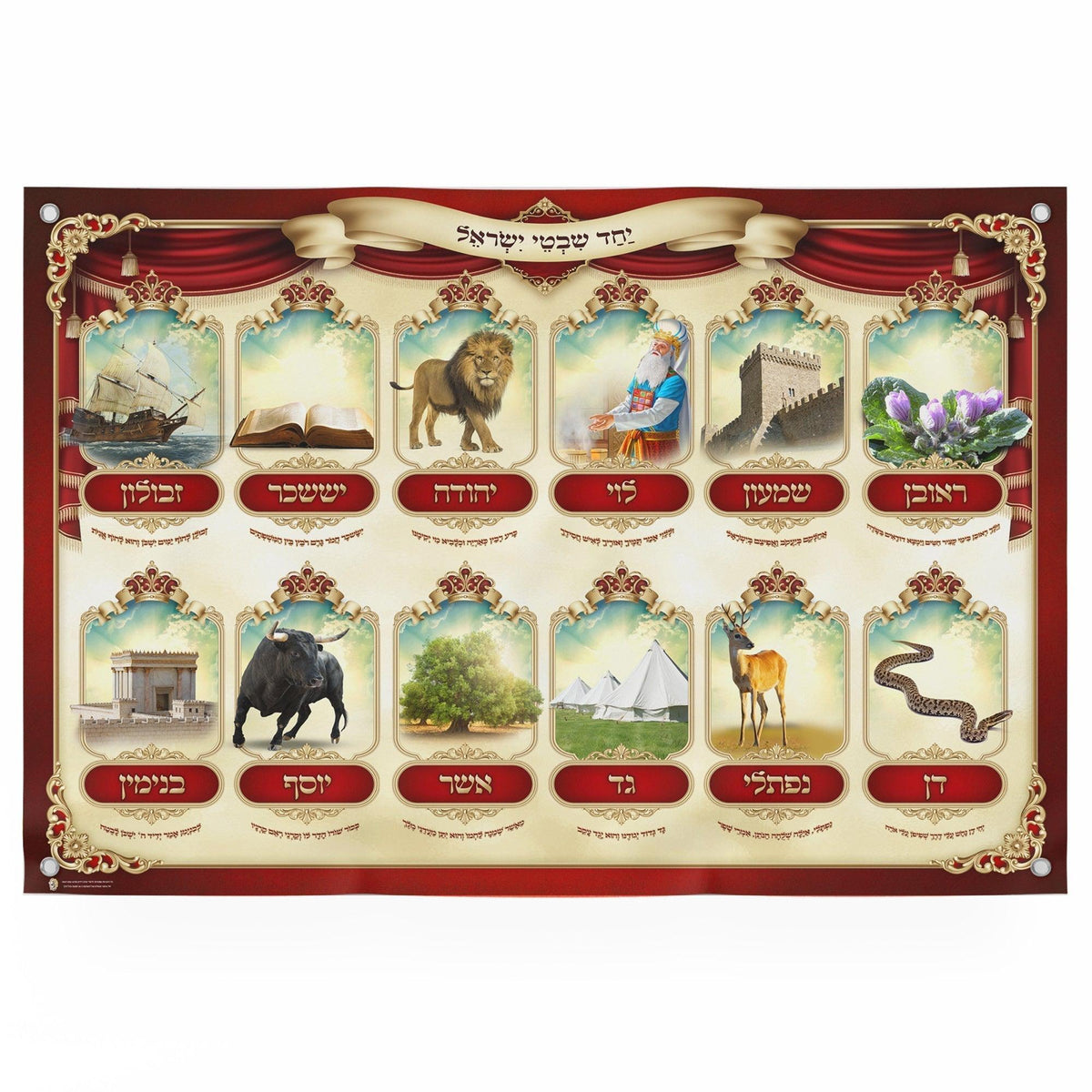 The 12 Tribes of Israel Sukkah Poster | Jewish art | Gift | Israel | Religious Prints | Sukkah decoration - Ben-Ari Art Gallery