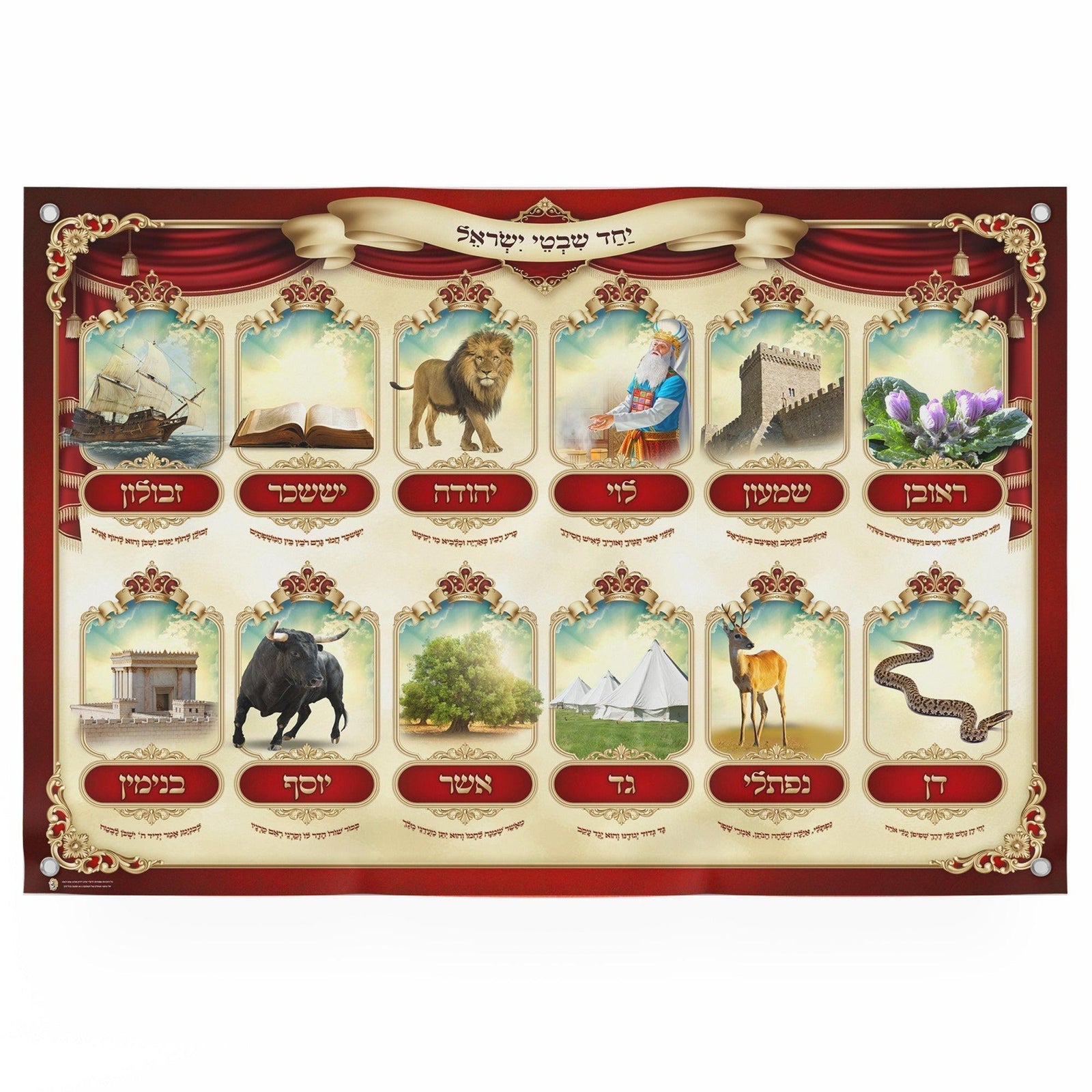 The 12 Tribes of Israel Sukkah Poster | Jewish art | Gift | Israel | Religious Prints | Sukkah decoration - Ben-Ari Art Gallery