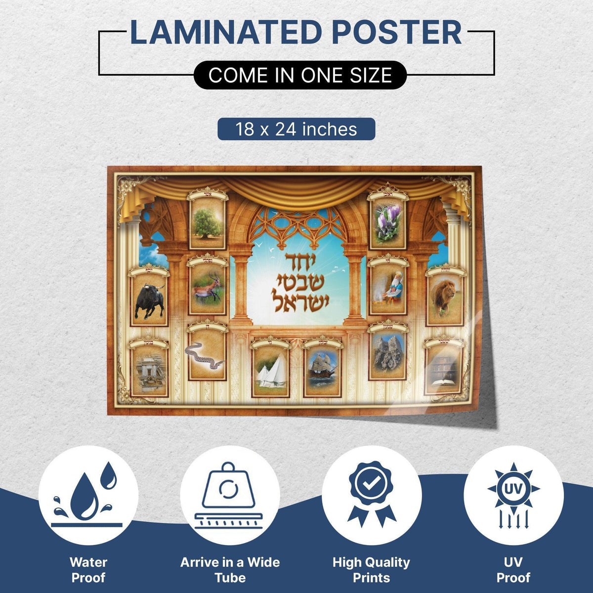The 12 Tribes of Israel Sukkah Poster | Jewish art | Gift | Israel | Religious Prints | Jewish educational poster | Sukkah decoration - Ben-Ari Art Gallery