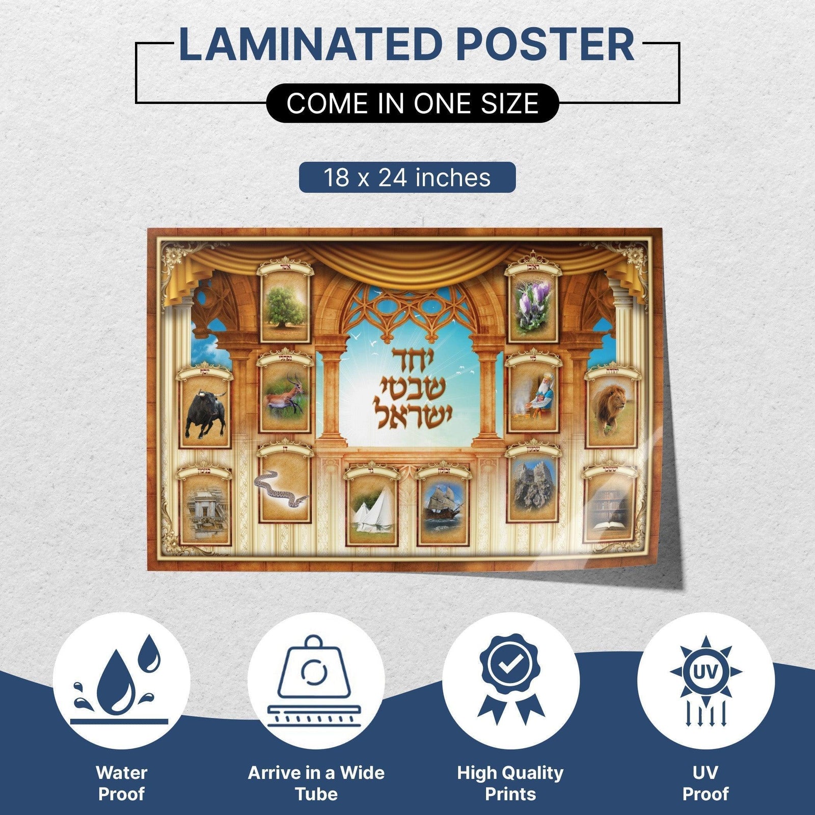 The 12 Tribes of Israel Sukkah Poster | Jewish art | Gift | Israel | Religious Prints | Jewish educational poster | Sukkah decoration - Ben-Ari Art Gallery