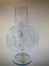 8 Cup Crystal Kiddush Fountain On Foot-Gold