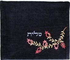 Velvet Embroidered Tallit Bag Pomegranates (EM-TV-3)