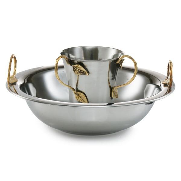 Washing Cup and Bowl Bress Leaf Handle Set (56946-56880) 1