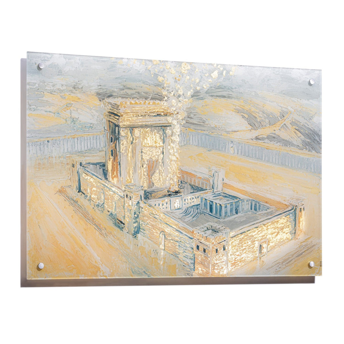 Bais Hamikdash of Gray & Gold Painting - Waterdale Collection