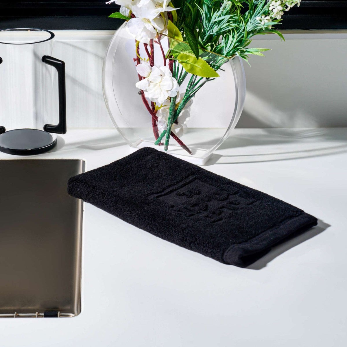 Black Netilas Yadayim Embossed Finger Towel