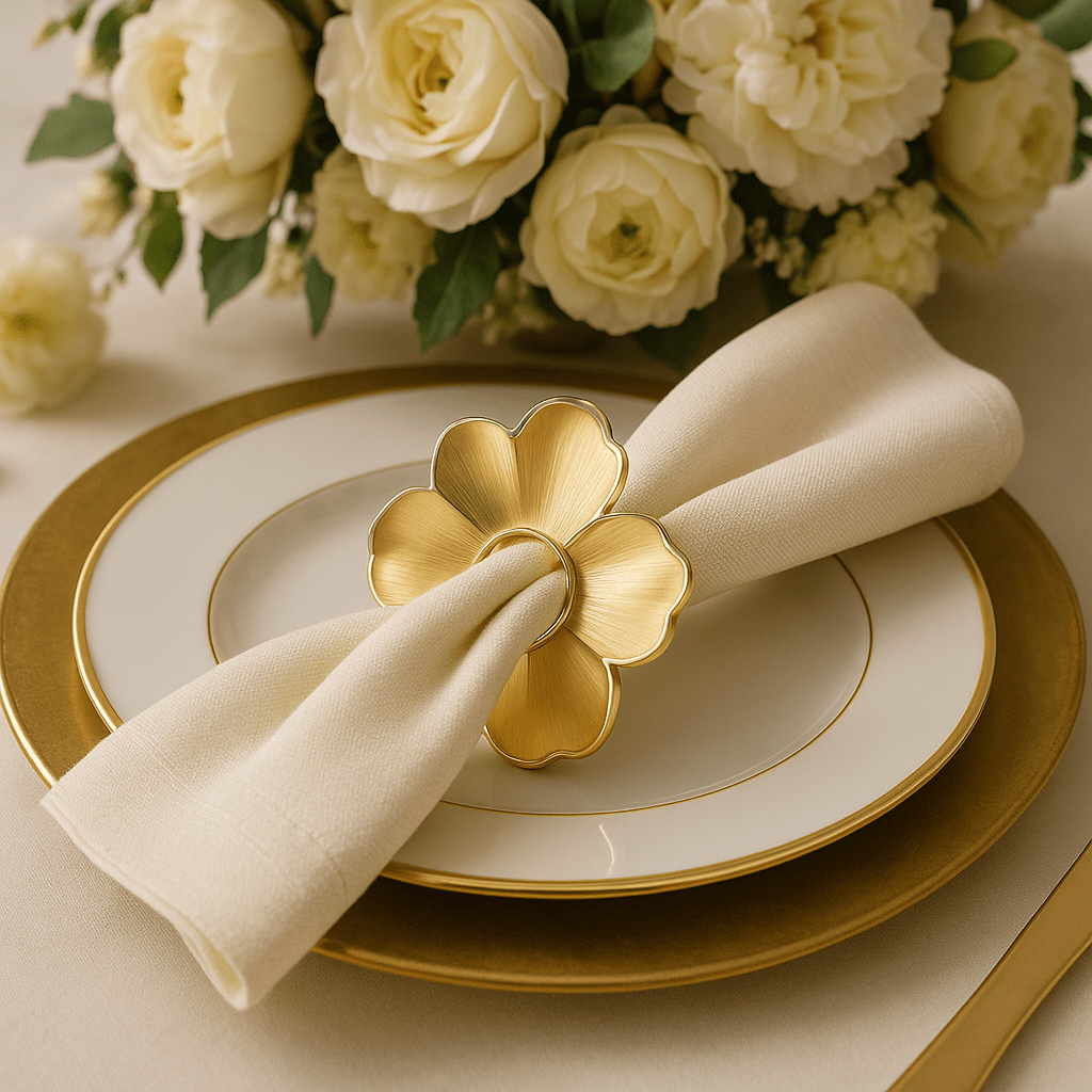 Gold Flower Napkin Rings