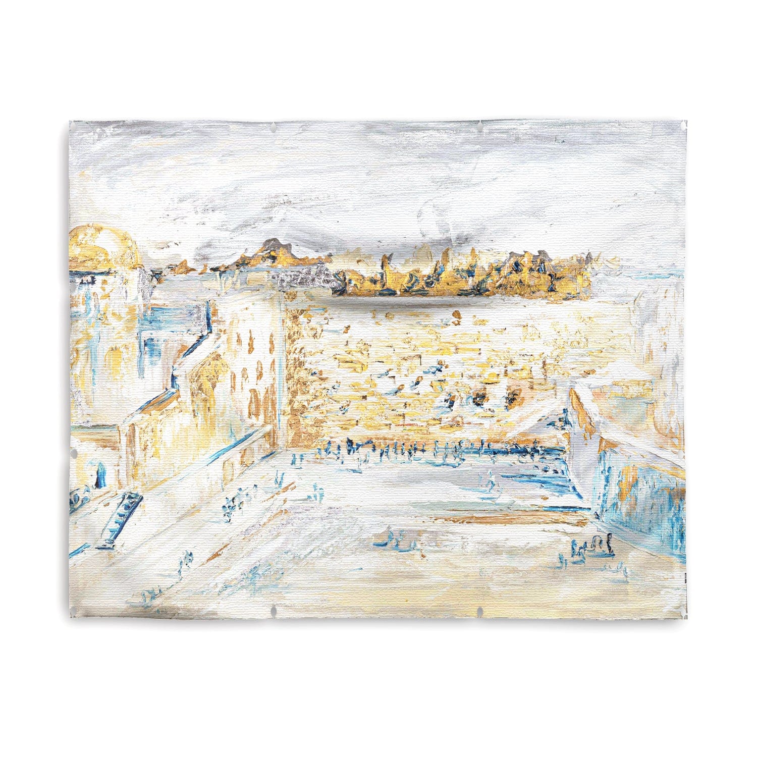 Kosel Plaza of Gray & Gold Vinyl Sukkah Decoration - Waterdale Collection