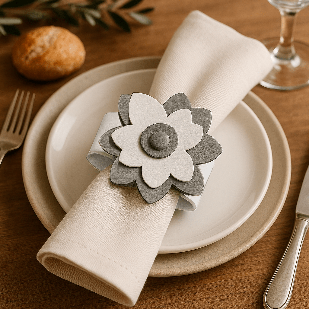Leather Flower Napkin Wraps