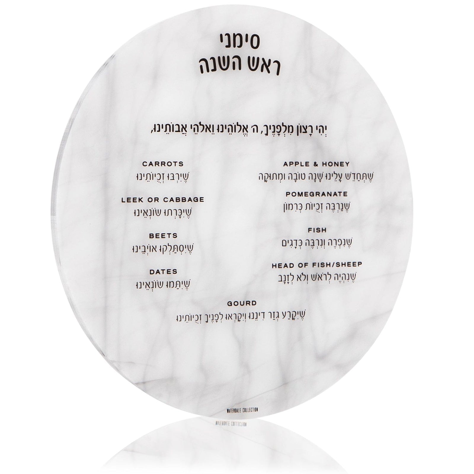 Marble Round Simanim Card - Waterdale Collection