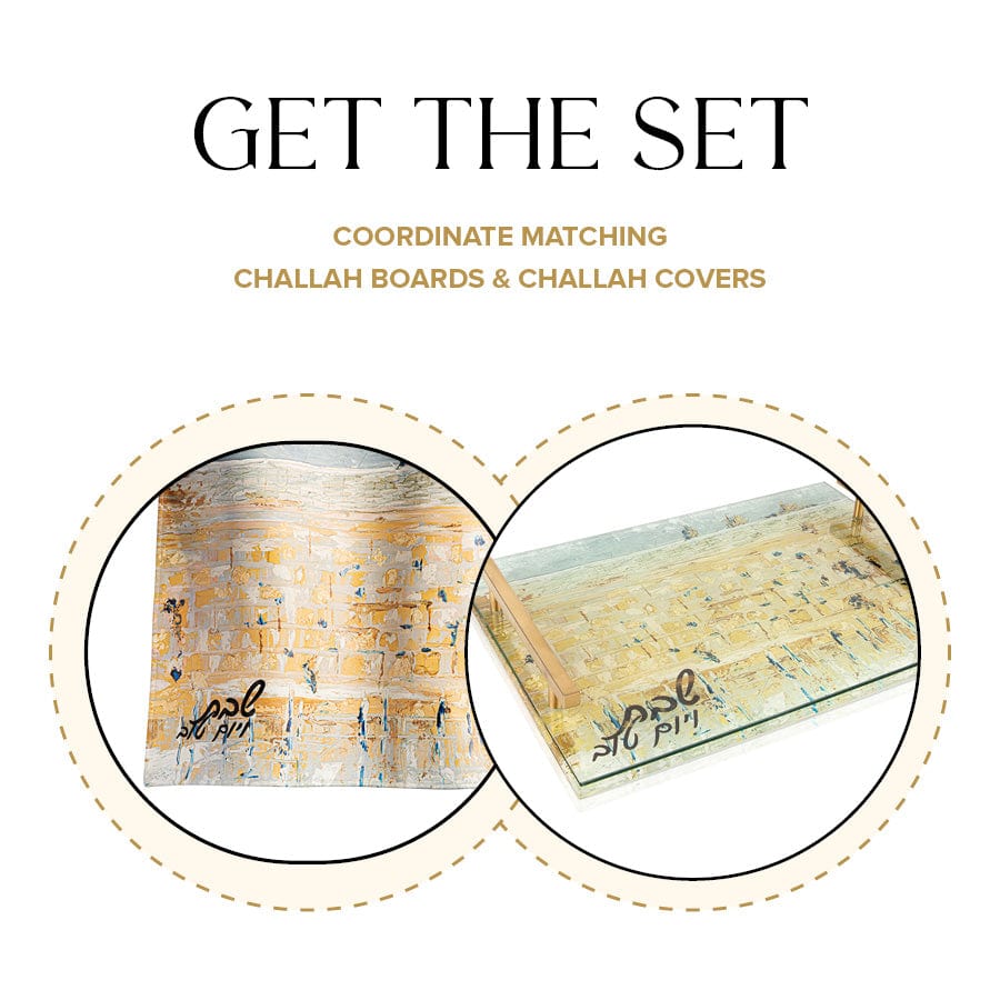 Painted Kosel of Gray & Gold Challah Board