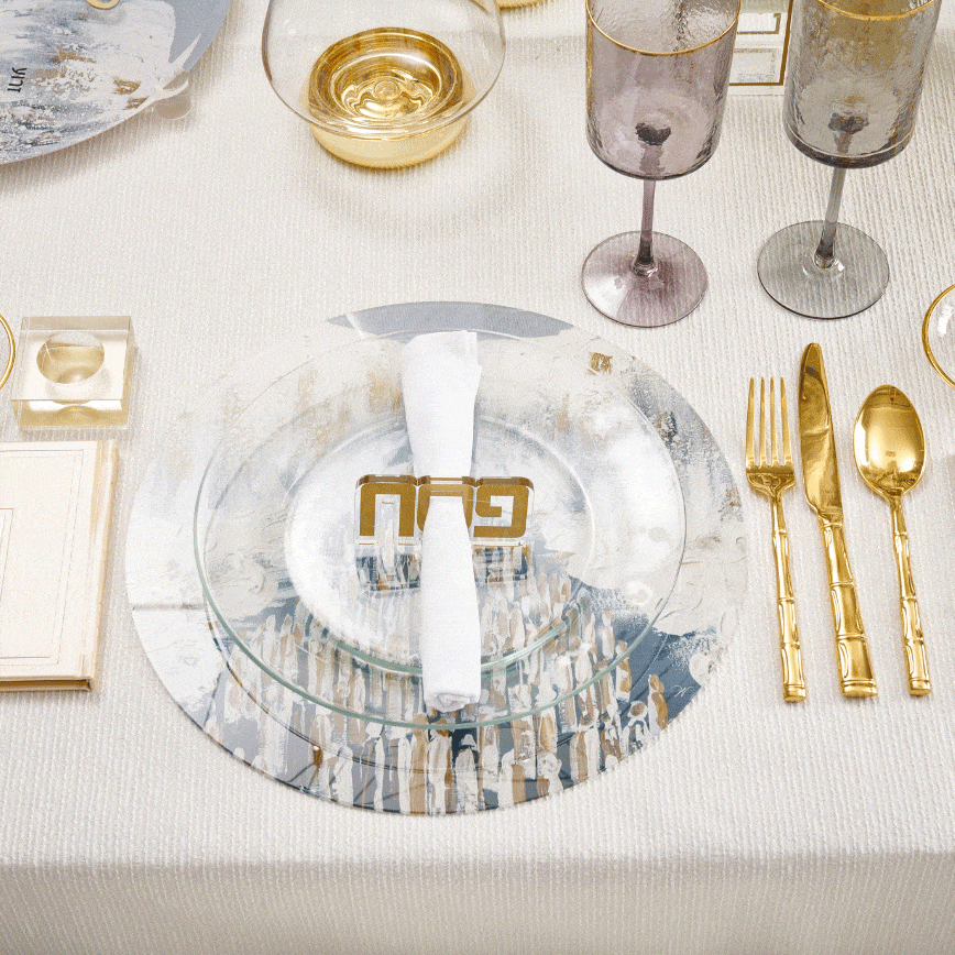 Painted Pesach Chargers (Style 2) - Waterdale Collection