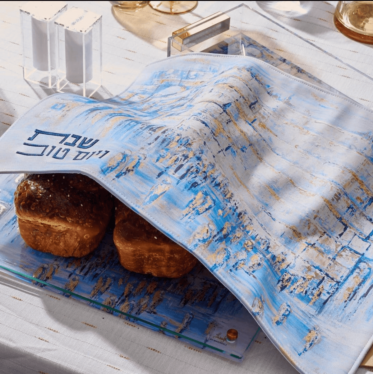 Painted Yosefa Challah Board & Cover Set