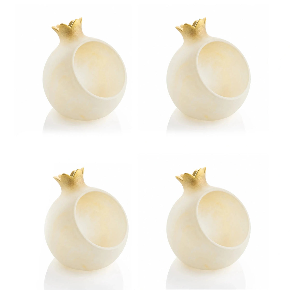 Resin Pomegranate Personal Honey Dish Set (Gold)