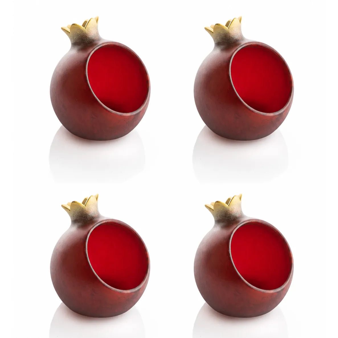 Resin Pomegranate Personal Honey Dish Set (Deep Red)