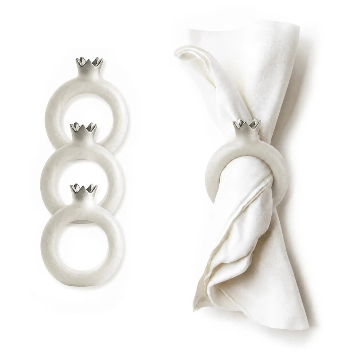 Resin Pomegranate Napkin Rings (Silver)