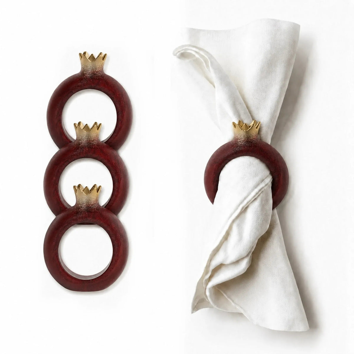 Resin Pomegranate Napkin Rings (Deep Red)