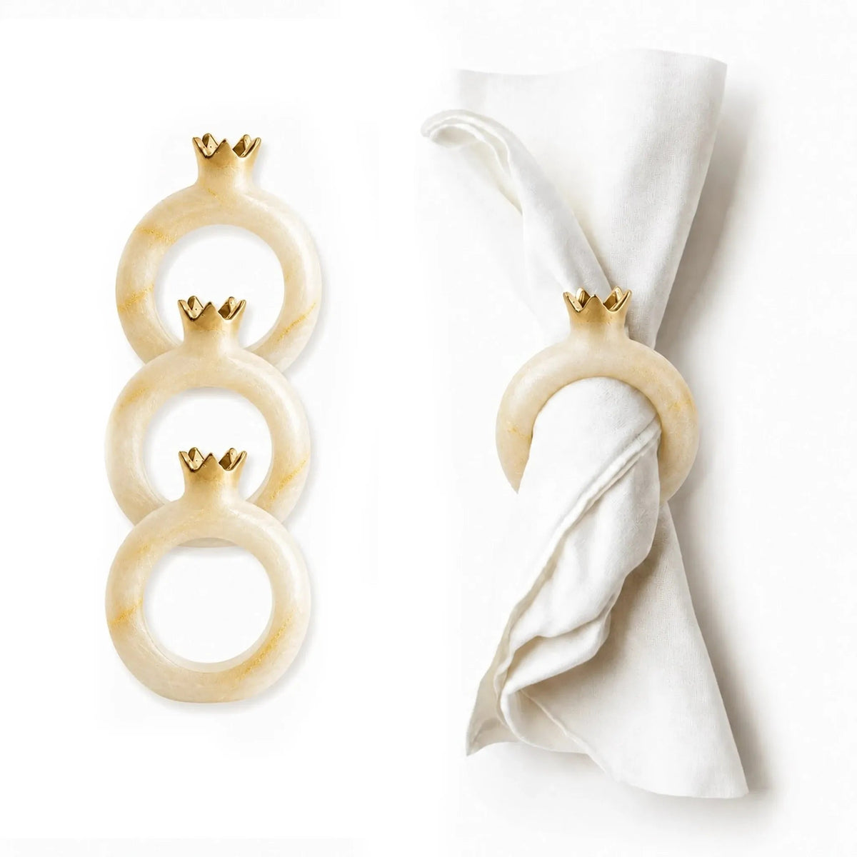 Resin Pomegranate Napkin Rings (Gold)