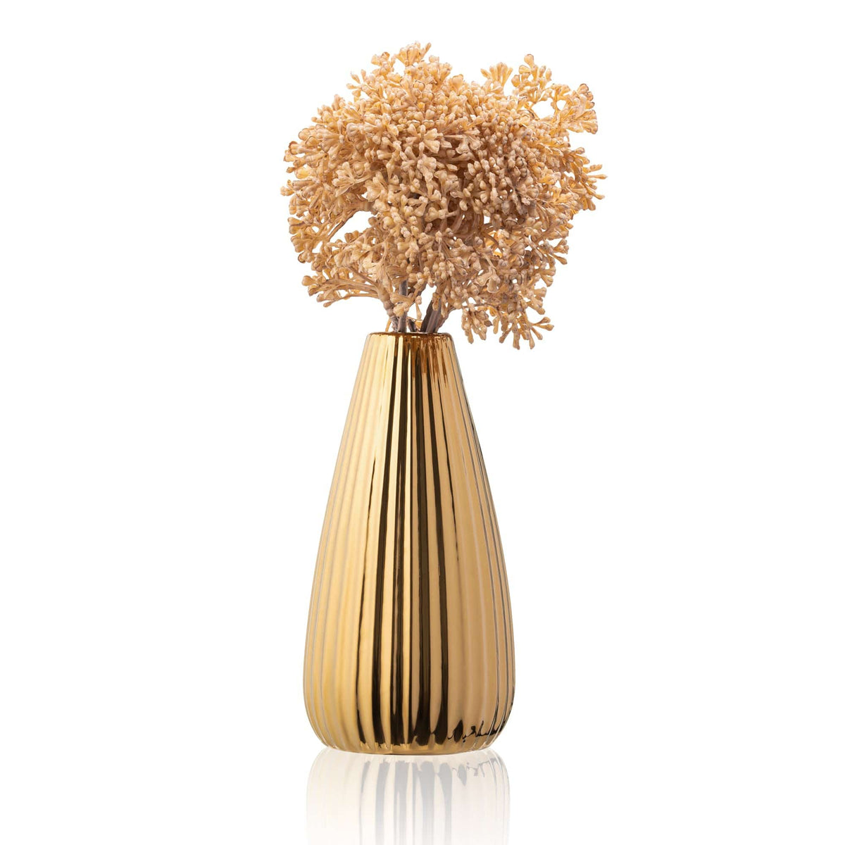 Gold Ribbed Faux Floral