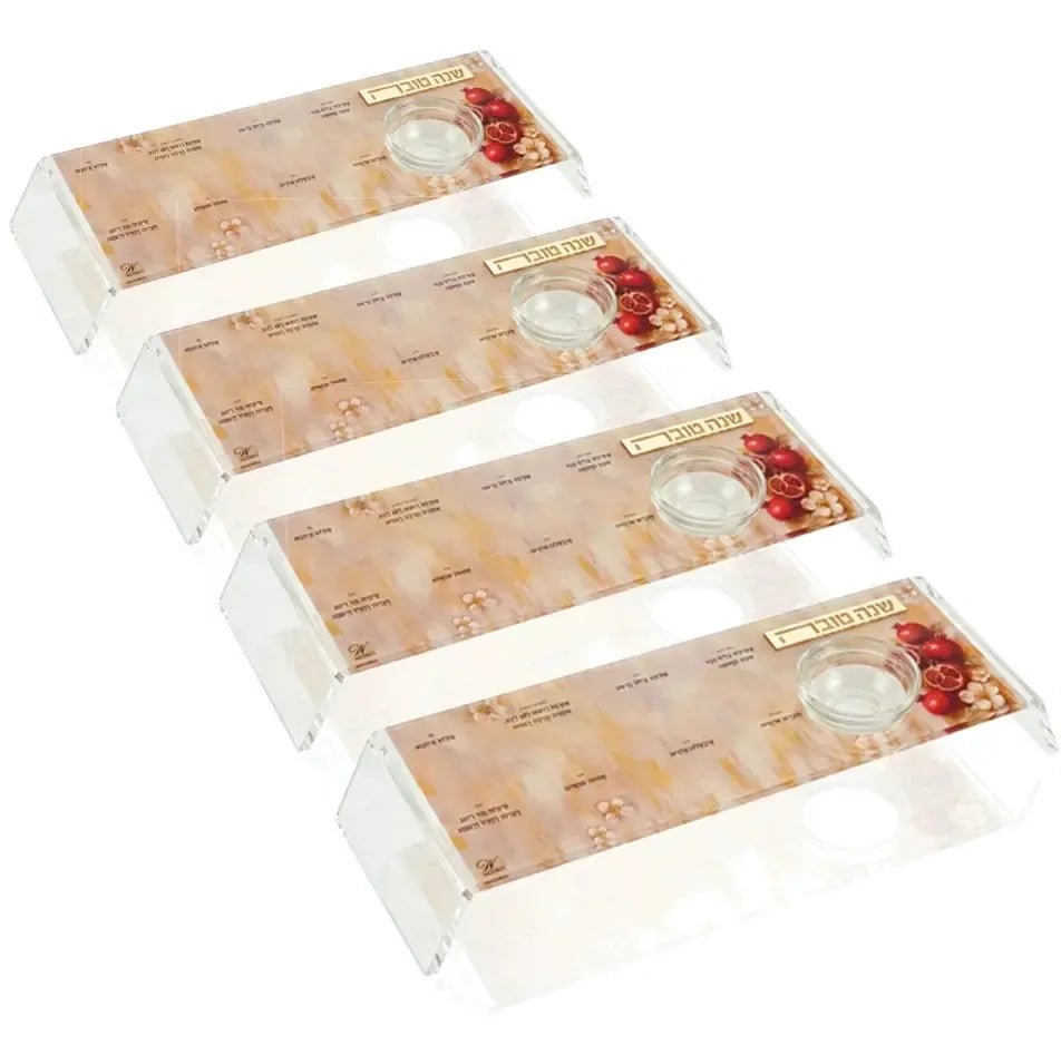 Rosh Hashanah Raised Painted Pomegranate Simanim Trays