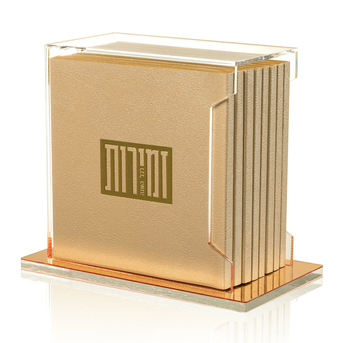 Square Softcover Leather & Lucite Zemiros Bencher Set