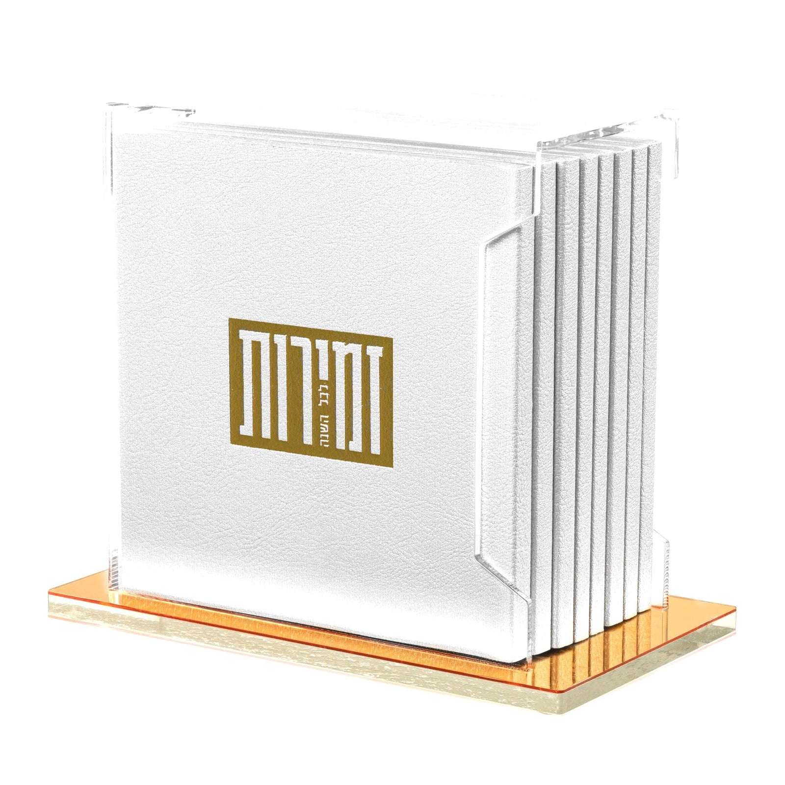 Square Softcover Leather & Lucite Zemiros Bencher Set